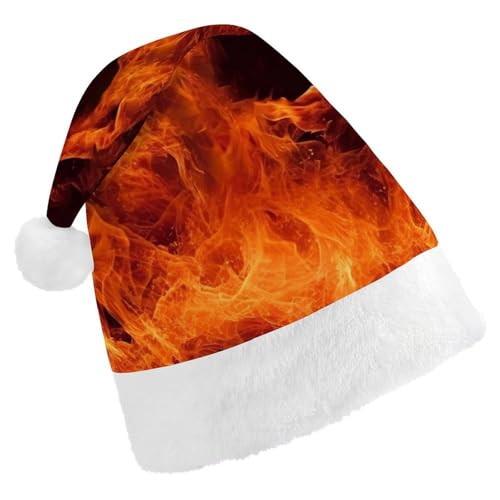 BTCOWZRV Dancing Fire Weihnachtsmütze, Uni, Samt, Weihnachtsmannmütze, Weihnachtsmütze für Erwachsene, Neujahr, Party, Kopfbedeckung von BTCOWZRV