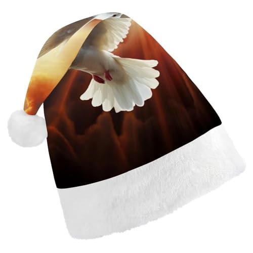 BTCOWZRV Dove Sun Art Weihnachtsmütze, Uni, Samt, Weihnachtsmannmütze, Weihnachtsmütze für Erwachsene, Neujahr, Party, Kopfbedeckung von BTCOWZRV