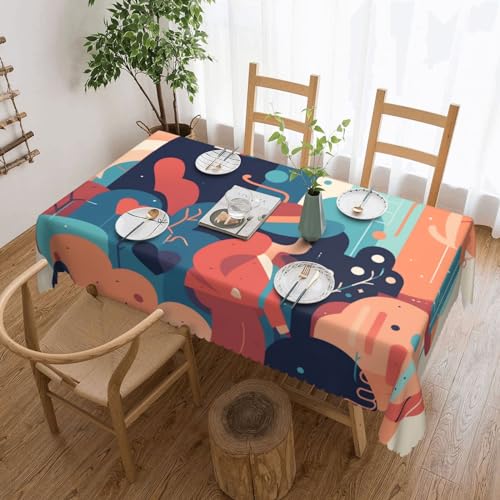 BTCOWZRV Flache Tischdecke mit Illustrationsdruck, wasserdicht, öldicht, maschinenwaschbar, rechteckige Tischdecke für Party, Küche, Esszimmer, Außen- und Innenbereich, 137 x 183 cm von BTCOWZRV