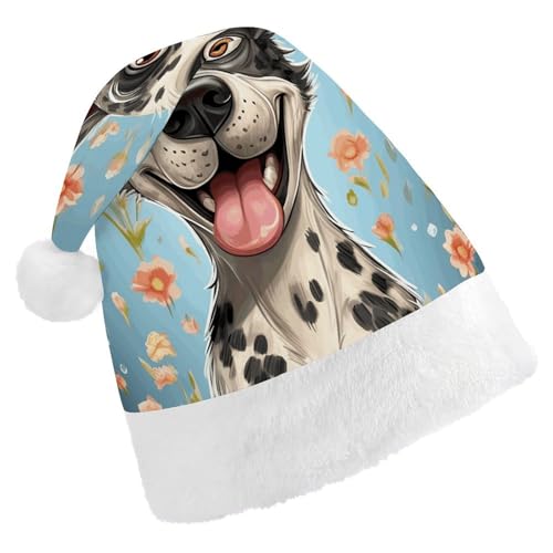 BTCOWZRV Lustige Hunde-Weihnachtsmütze, Unisex, Samt, Weihnachtsmannmütze, Weihnachtsmütze für Erwachsene, Neujahr, Party, Kopfbedeckung von BTCOWZRV