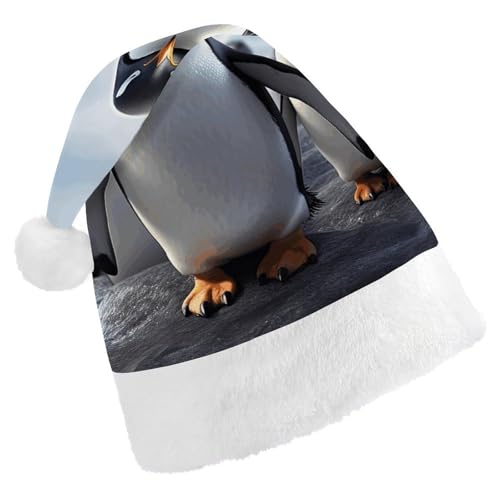 BTCOWZRV Lustige Pinguin-Weihnachtsmütze, Unisex, Samt, Weihnachtsmannmütze, Weihnachtsmütze für Erwachsene, Neujahr, Party, Kopfbedeckung von BTCOWZRV