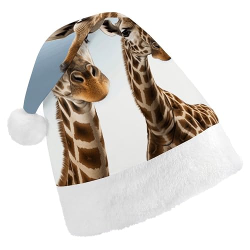 BTCOWZRV Necks of Giraffe Weihnachtsmütze, Unisex, Samt, Weihnachtsmannmütze, Weihnachtsmütze für Erwachsene, Neujahr, Party, Kopfbedeckung von BTCOWZRV