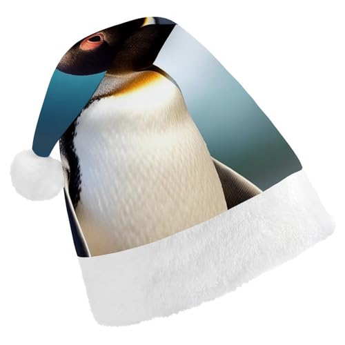 BTCOWZRV Niedliche Pinguin-Weihnachtsmütze, Unisex, Samt, Weihnachtsmannmütze, Weihnachtsmütze für Erwachsene, Neujahr, Party, Kopfbedeckung von BTCOWZRV