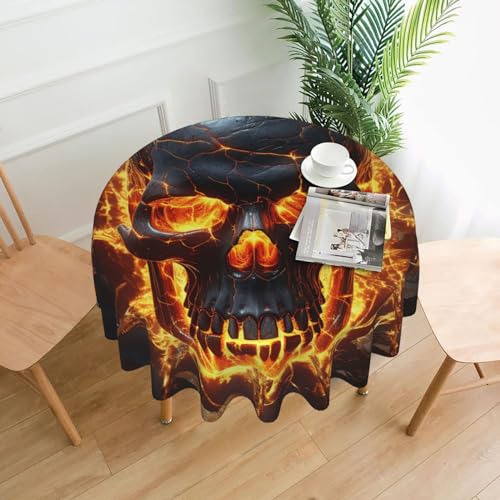 BTCOWZRV Shattering of Skull Print Tischdecken, wasserdicht, öldicht, maschinenwaschbar, runde Tischdecke für Party, Küche, Esszimmer, Außen- und Innenbereich, 152,4 cm von BTCOWZRV