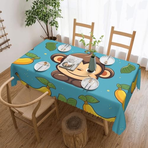 BTCOWZRV Tischdecke mit Affen- und Bananenmuster, wasserdicht, öldicht, maschinenwaschbar, rechteckig, für Party, Küche, Esszimmer, Außen- und Innenbereich, 137 x 183 cm von BTCOWZRV