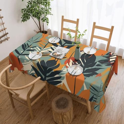 BTCOWZRV Tischdecke mit Blätterstreifenmuster, wasserdicht, öldicht, maschinenwaschbar, rechteckig, Tischdecke für Party, Küche, Esszimmer, Außen- und Innenbereich, 137 x 183 cm von BTCOWZRV