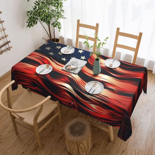 BTCOWZRV Tischdecke mit Flaggenumriss-Druck, wasserdicht, öldicht, maschinenwaschbar, rechteckig, Tischdecke für Party, Küche, Esszimmer, Außen- und Innenbereich, 137 x 183 cm von BTCOWZRV