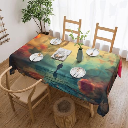 BTCOWZRV Tischdecke mit Gedächtnisdruck, wasserdicht, öldicht, maschinenwaschbar, rechteckig, für Party, Küche, Esszimmer, Außen- und Innenbereich, 137 x 183 cm von BTCOWZRV