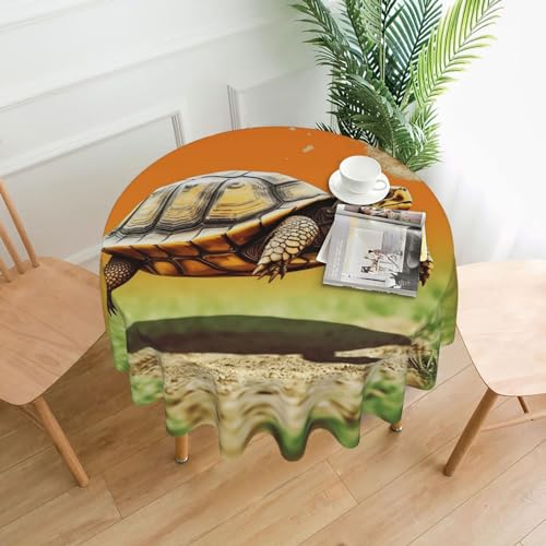 BTCOWZRV Tischdecke mit Schildkröten-Motiv, wasserdicht, öldicht, maschinenwaschbar, runde Tischdecke für Party, Küche, Esszimmer, Außen- und Innenbereich, 152,4 cm von BTCOWZRV