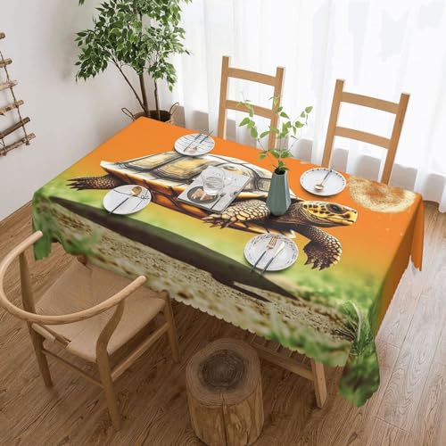 BTCOWZRV Tischdecke mit Schildkrötenmotiv, wasserdicht, öldicht, maschinenwaschbar, rechteckig, für Party, Küche, Esszimmer, Außen- und Innenbereich, 137 x 183 cm von BTCOWZRV