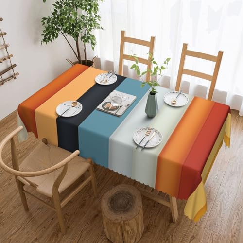 BTCOWZRV Tischdecke mit Streifenarrangement-Druck, wasserdicht, öldicht, maschinenwaschbar, rechteckig, Tischdecke für Party, Küche, Esszimmer, Außen- und Innenbereich, 137 x 183 cm von BTCOWZRV