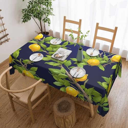 BTCOWZRV Tischdecke mit Zitronenbaum-Druck, wasserdicht, öldicht, maschinenwaschbar, rechteckig, für Party, Küche, Esszimmer, Außen- und Innenbereich, 137 x 183 cm von BTCOWZRV