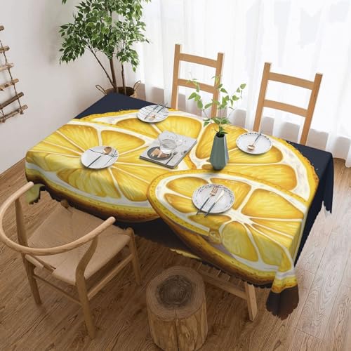 BTCOWZRV Tischdecke mit Zitronenscheiben-Druck, wasserdicht, öldicht, maschinenwaschbar, rechteckig, für Party, Küche, Esszimmer, Außen- und Innenbereich, 137 x 183 cm von BTCOWZRV