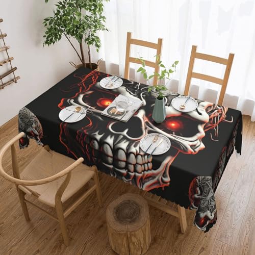 BTCOWZRV Tischdecke mit bösem Totenkopf-Druck, wasserdicht, öldicht, maschinenwaschbar, rechteckig, Tischdecke für Party, Küche, Esszimmer, Außen- und Innenbereich, 137 x 183 cm von BTCOWZRV