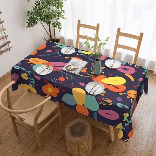 BTCOWZRV Tischdecke mit buntem Blumendruck, wasserdicht, öldicht, maschinenwaschbar, rechteckig, Tischdecke für Party, Küche, Esszimmer, Außen- und Innenbereich, 137 x 183 cm von BTCOWZRV