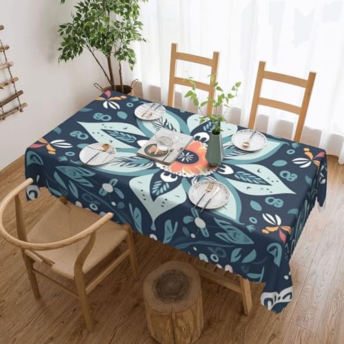 BTCOWZRV Tischdecke mit buntem Blumenmuster, wasserdicht, öldicht, maschinenwaschbar, rechteckig, für Party, Küche, Esszimmer, Außen- und Innenbereich, 137 x 183 cm von BTCOWZRV