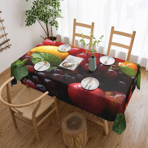 BTCOWZRV Tischdecke mit frischem Obstdruck, wasserdicht, öldicht, maschinenwaschbar, rechteckig, für Party, Küche, Esszimmer, Außen- und Innenbereich, 137 x 183 cm von BTCOWZRV