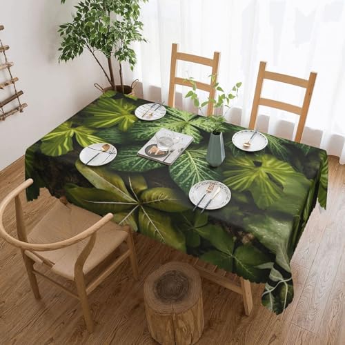 BTCOWZRV Tischdecke mit grünen Blättern und Pflanzen, wasserdicht, öldicht, maschinenwaschbar, rechteckig, für Party, Küche, Esszimmer, Außen- und Innenbereich, 137 x 183 cm von BTCOWZRV