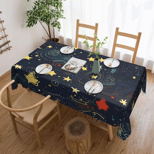 BTCOWZRV Tischdecke mit nahtlosem Sternennacht, wasserdicht, öldicht, maschinenwaschbar, rechteckig, Tischdecke für Party, Küche, Esszimmer, Außen- und Innenbereich, 137 x 183 cm von BTCOWZRV