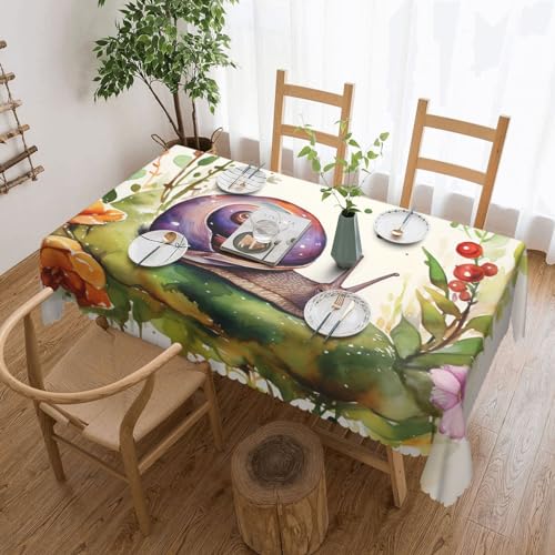 BTCOWZRV Tischdecke mit schönem Schnecken-Druck, wasserdicht, öldicht, maschinenwaschbar, rechteckig, für Party, Küche, Esszimmer, Außen- und Innenbereich, 137 x 183 cm von BTCOWZRV