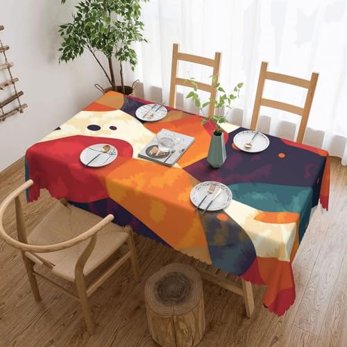 BTCOWZRV Tischdecke mit unregelmäßigem Farbmuster, wasserdicht, öldicht, maschinenwaschbar, rechteckig, für Party, Küche, Esszimmer, Außen- und Innenbereich, 137 x 183 cm von BTCOWZRV