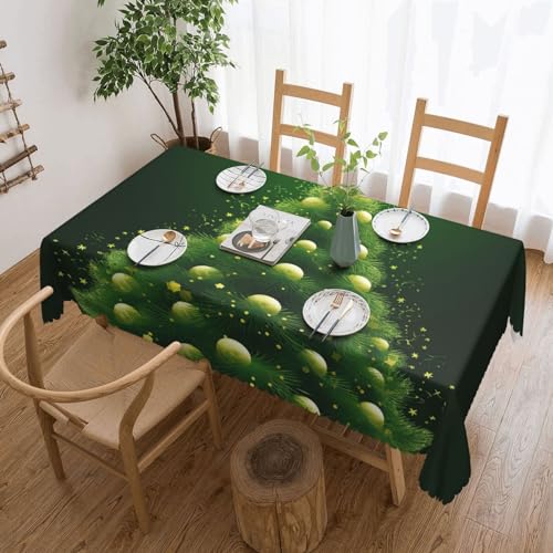 BTCOWZRV Tischdecke mit weihnachtlichem Baumdruck, wasserdicht, öldicht, maschinenwaschbar, rechteckig, für Party, Küche, Esszimmer, Außen- und Innenbereich, 137 x 183 cm von BTCOWZRV