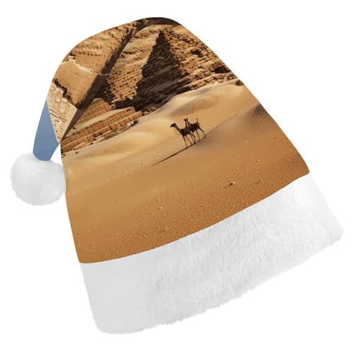 BTCOWZRV Weihnachtsmütze mit Pyramiden-Motiv, Unisex, Samt, Weihnachtsmannmütze, Weihnachtsmütze für Erwachsene, Neujahr, Party, Kopfbedeckung von BTCOWZRV