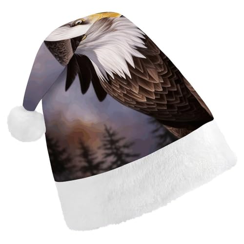 BTCOWZRV Weißkopfseeadler Weihnachtsmütze, Unisex, Samt, Weihnachtsmannmütze, Weihnachtsmütze für Erwachsene, Neujahr, Party, Kopfbedeckung von BTCOWZRV