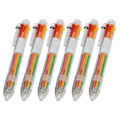 BTGHPI 6-in-1 Mehrfarbiger Kugelschreiber, einziehbar, 6 Farben, Shuttle-Stift, Büro- und Schulbedarf für reibungsloses Schreiben, 6 Stück von BTGHPI