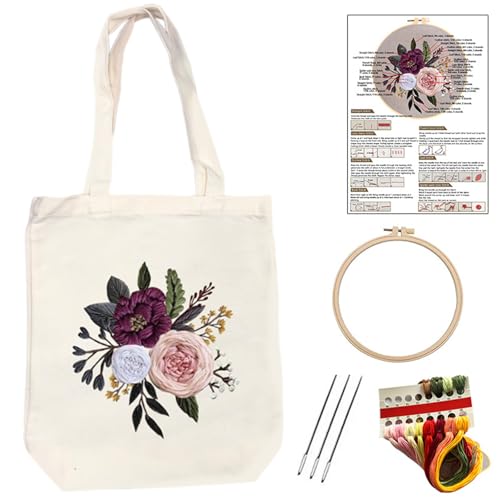 BTGHPI Canvas Taschen Sticksets Lustige Handgefertigte Taschen Nadelspitzen Sets Mit Stickgarn Und Nadel Stick Starter Sets von BTGHPI