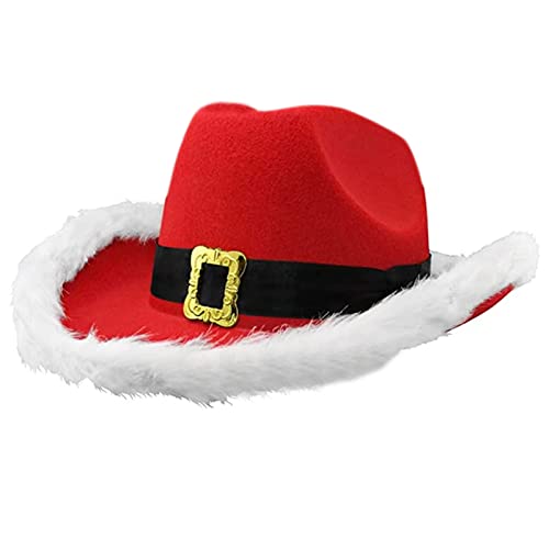 BTGHPI Cowboyhut, Weihnachtsmann-Party, Weihnachtsmütze, Filzhut, Westernhut, breite Krempe, Hut für Damen und Herren von BTGHPI