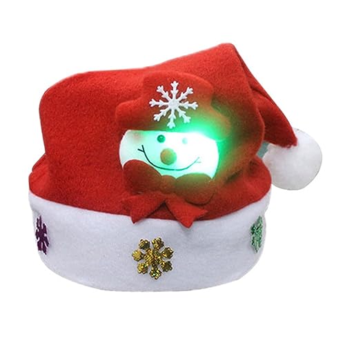 BTGHPI Kindermütze, goldene Schneeflocke, Erwachsene, Kinder, LED-Weihnachtsmütze, Vliesmütze, Schneemann, Rentier, Geschenke, Party für Ornament von BTGHPI