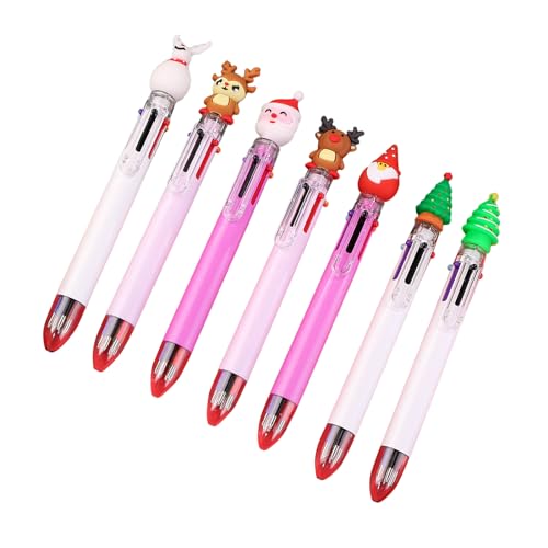 BTGHPI Mehrfarbiger Kugelschreiber, 0,7 mm, 6-in-1-Schaft, mehrere Farben, 6 Farben, einziehbarer Kugelschreiber, 7 Stück von BTGHPI