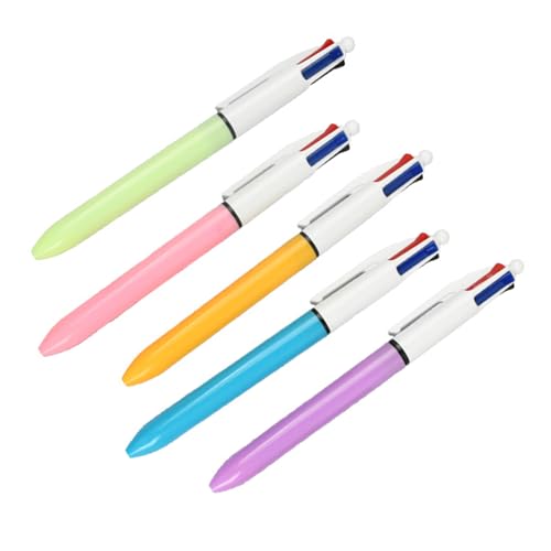BTGHPI Mehrfarbiger Kugelschreiber, 4-in-1, einziehbarer Kugelschreiber für Kinder, Studenten, Spielbelohnung, 5 Stück von BTGHPI