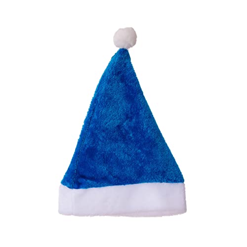 BTGHPI Nikolausmütze, Weihnachtsmannmütze, blau, kurz, Plüsch, Ornament, Partyzubehör für Erwachsene, männlich, weiblich, Kostüm, Cosplay, Requisiten von BTGHPI