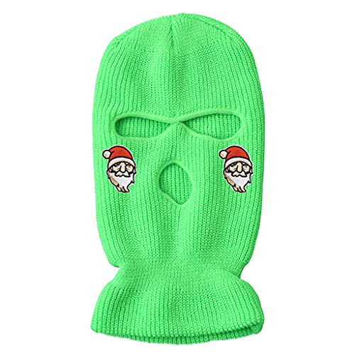 BTGHPI Strickmütze, schlichte, warme Weihnachtsmütze, Ski-Strickmütze, einfarbig, gestrickt für kreative Dreiloch-Mütze, Reisen, kältebeständiger Helm für Herren von BTGHPI