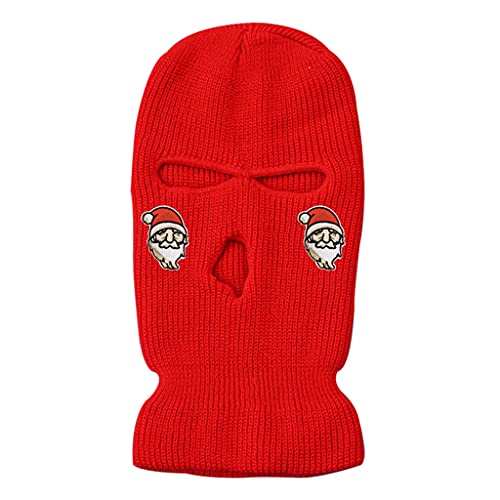 BTGHPI Strickmütze, schlichte, warme Weihnachtsmütze, Ski-Strickmütze, einfarbig, gestrickt für kreative Dreiloch-Mütze, Reisen, kältebeständiger Helm für Herren von BTGHPI