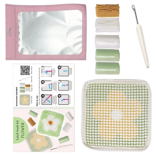 BTGHPI Untersetzer-Set mit Verriegelungshaken für Kinder, zum Basteln von Untersetzern, Knüpfhaken-Kits, Blumen-Untersetzer, Bastelsets, Sticksets von BTGHPI