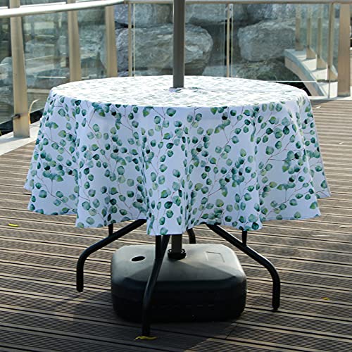 BTSKY 60 Outdoor Sonnenschirm Tischdecke mit Reißverschluss und Regenschirmloch, wasser- und schmutzabweisend, runde Tischdecke, Zaunblatt von BTSKY