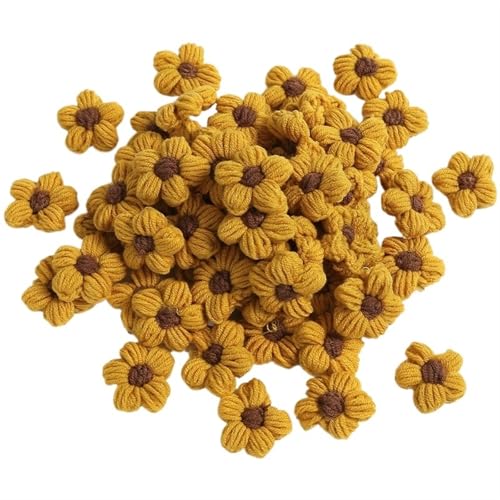 BTYQKZVPM，Häkelblumen,Gestrickte Blumen， 10pcs Hand-Applique Sew r for Clothes Shoes Hats Craft DIY Hair Clip Wedding Hats Decorative Accessories(Deep Yellow) von BTYQKZVPM