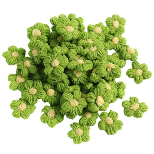 BTYQKZVPM，Häkelblumen,Gestrickte Blumen， 10pcs Hand-Applique Sew r for Clothes Shoes Hats Craft DIY Hair Clip Wedding Hats Decorative Accessories(Green) von BTYQKZVPM