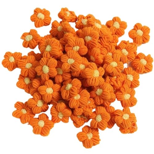 BTYQKZVPM，Häkelblumen,Gestrickte Blumen， 10pcs Hand-Applique Sew r for Clothes Shoes Hats Craft DIY Hair Clip Wedding Hats Decorative Accessories(Orange) von BTYQKZVPM