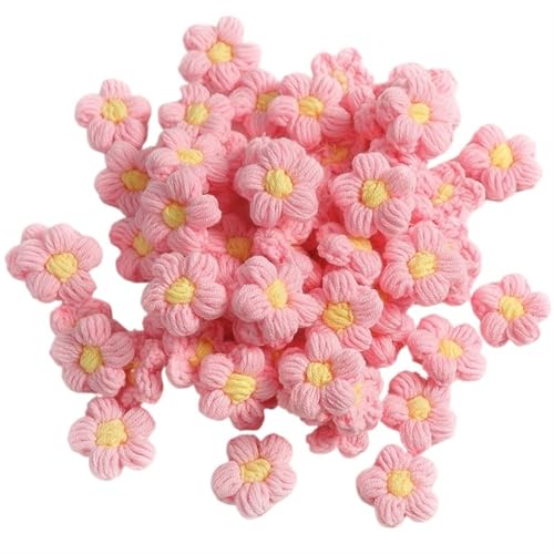 BTYQKZVPM，Häkelblumen,Gestrickte Blumen， 10pcs Hand-Applique Sew r for Clothes Shoes Hats Craft DIY Hair Clip Wedding Hats Decorative Accessories(Pink) von BTYQKZVPM