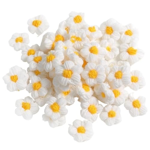 BTYQKZVPM，Häkelblumen,Gestrickte Blumen， 10pcs Hand-Applique Sew r for Clothes Shoes Hats Craft DIY Hair Clip Wedding Hats Decorative Accessories(White Yellow) von BTYQKZVPM