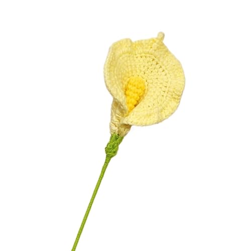 BTYQKZVPM，Häkelblumen,Gestrickte Blumen， 1PCS Hand-Knitted Crochet Flowers Artificial Calla Lily Fake Flowers Plants for Home Table Decor Wedding Bridal Bouquet(Yellow) von BTYQKZVPM