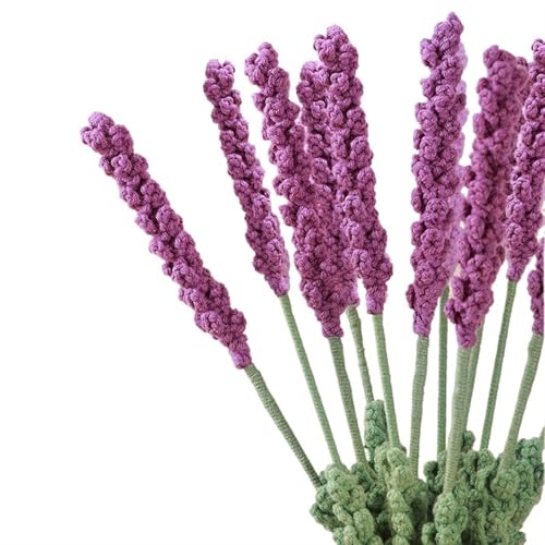 BTYQKZVPM，Häkelblumen,Gestrickte Blumen， 5Pcs Handmade Woven Purple Lavender Bouquet DIY Crochet Artificial Flower Home Decoration Anniversary Giftware(Dark Purple) von BTYQKZVPM