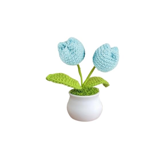 BTYQKZVPM，Häkelblumen,Gestrickte Blumen， Mini Crochet Potted Flower Hand-Pots Wedding Artificial Daisy Flower Desktop Decor(A2 12x10cm) von BTYQKZVPM