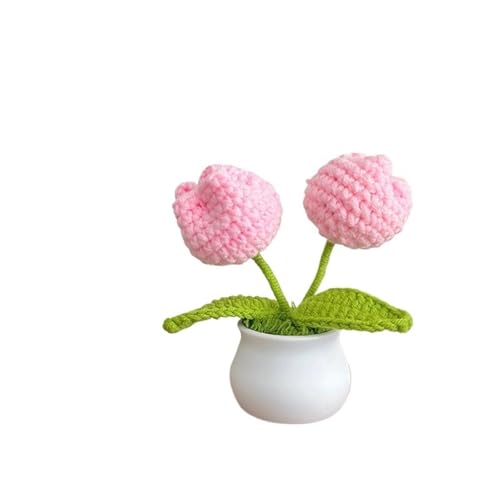 BTYQKZVPM，Häkelblumen,Gestrickte Blumen， Mini Crochet Potted Flower Hand-Pots Wedding Artificial Daisy Flower Desktop Decor(A3 12x10cm) von BTYQKZVPM