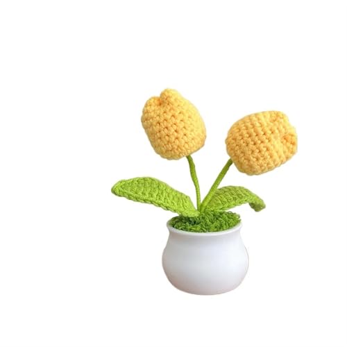 BTYQKZVPM，Häkelblumen,Gestrickte Blumen， Mini Crochet Potted Flower Hand-Pots Wedding Artificial Daisy Flower Desktop Decor(A4 12x10cm) von BTYQKZVPM