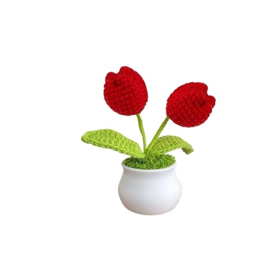 BTYQKZVPM，Häkelblumen,Gestrickte Blumen， Mini Crochet Potted Flower Hand-Pots Wedding Artificial Daisy Flower Desktop Decor(A5 12x10cm) von BTYQKZVPM